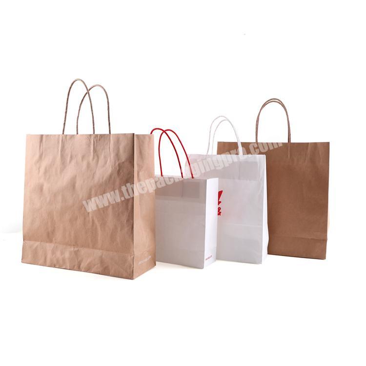 New Handle Natural Kraft paper bag Printing Shopping Packaging Gift Paper Bags