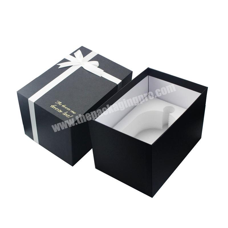 New hot sale fashion black lid and base bow tie gift box packaging