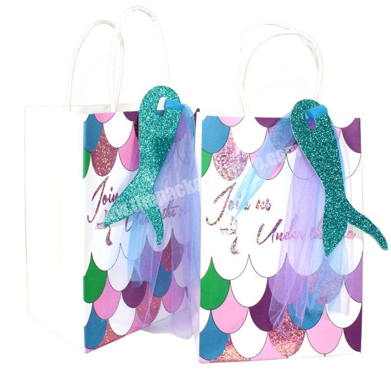 New Mermaid Gift Bag Craft Paper bags For Birthday Party With Handles made in China