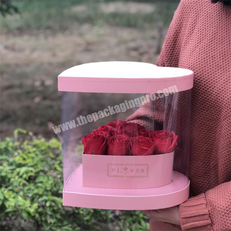 New product acrylic square clear big flower box heart flower box