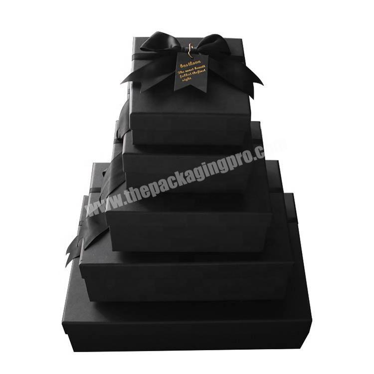New product ideas 2019 custom black paper gift box perfume box packaging with ribbon