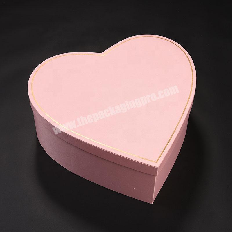 New Product Ideas 2020 Romantic Sweet Custom Cardboard Heart Shaped Pink Gift Box Packaging with Lid