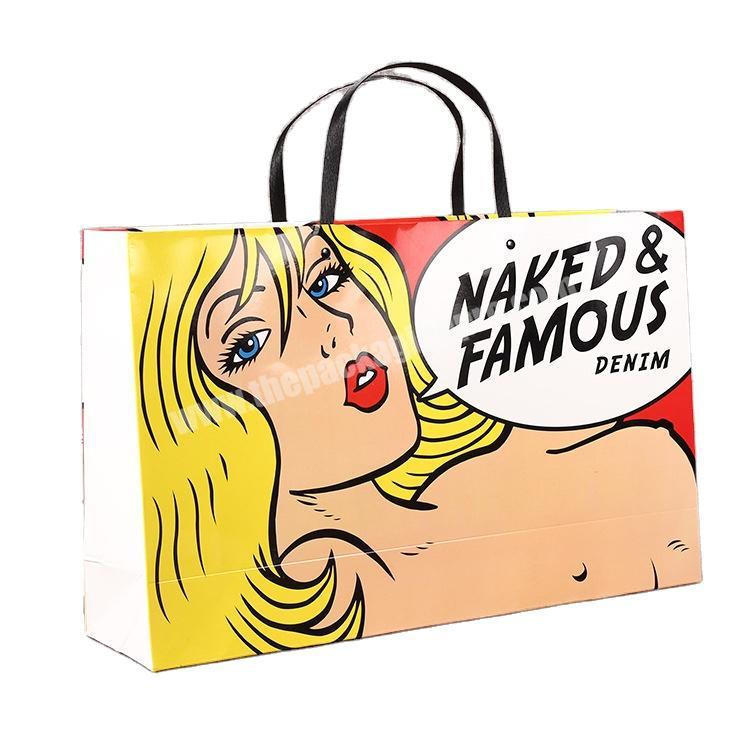 New products Comic style gift paper bag carbord bag for gift packing paper gift bag flat pack
