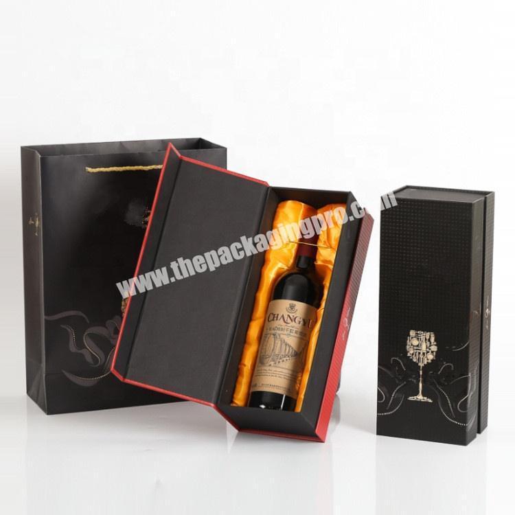 new single red wine gift box the luxury cardboard boxes of wine gift box packaging with paper bag