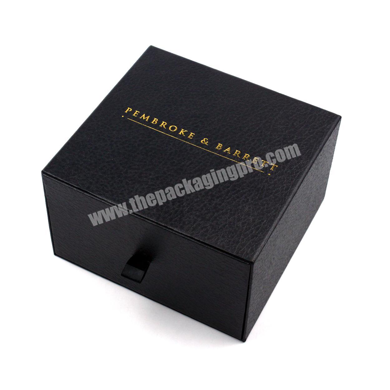 New Style Cardboard Paper Sliding Drawer Box With Ribbon And Gold Hotstamping