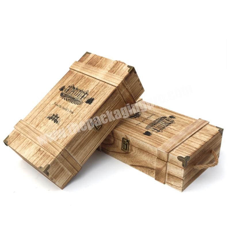 New style hollow two bottle solid wood wine bottle gift box