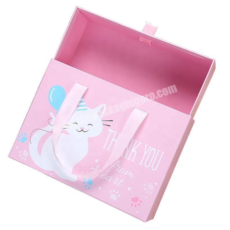 Newborn Baby Shower Favors Clothes Gift Set Box With Ribbon Handle