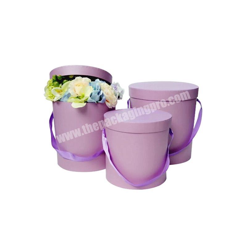 Newest design high quality luxurious round plain box flower for valentines