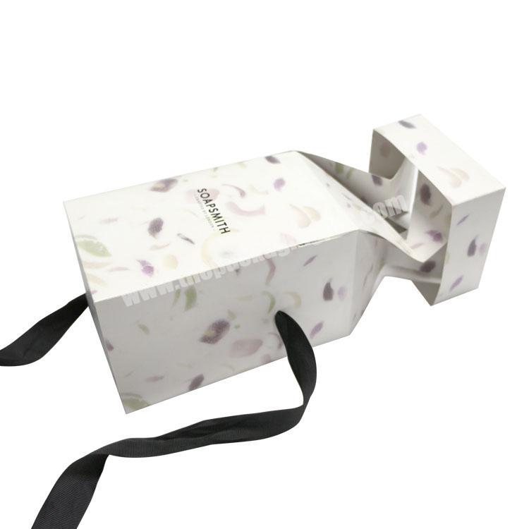 nice soap paper packaging box with ribbon handle