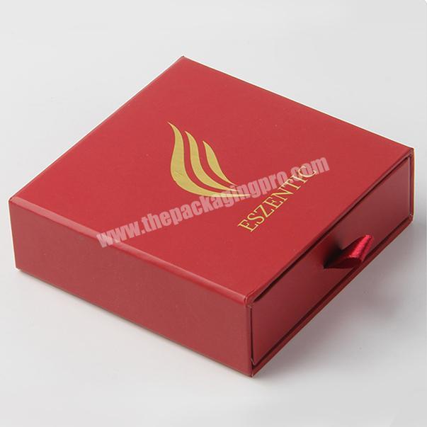 noble red jewelry sliding drawer box with drawstring bag for wholesale
