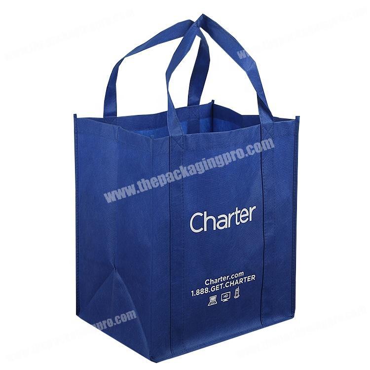 Non-woven foldable trolley blue shopping bag for supermarket