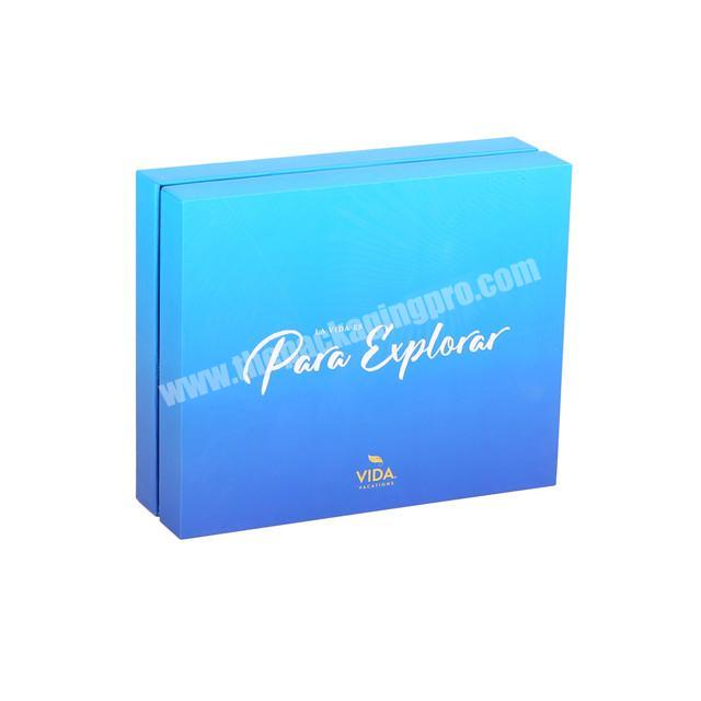 ocean blue rigid cardboard packaging boxes for gift pack