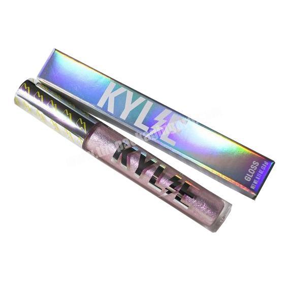 OEM Cosmetic glitter Holographic Lipgloss Lipstick Packaging Box Holographic Lip Gloss Box