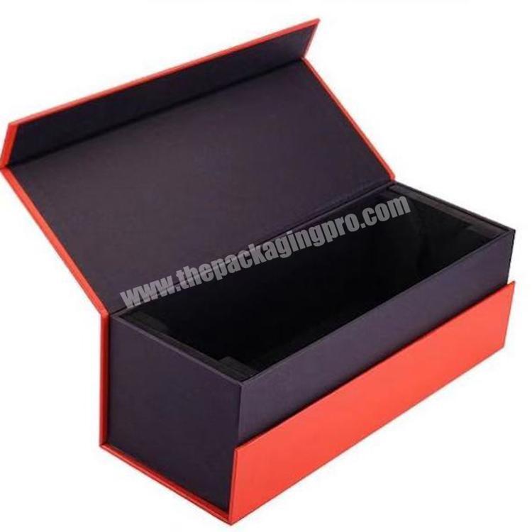 OEM Custom Cardboard Wine Boxes Red Magnetic Paper Round Tube Wine Gift Box Rigid Wine Glass Gift Box
