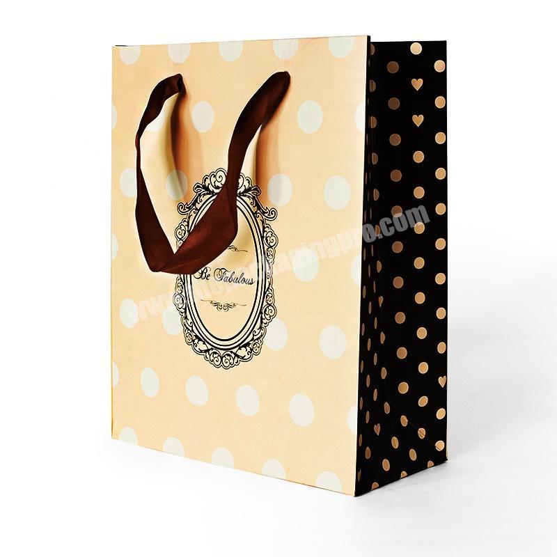 OEM Custom Design Print Shopping White Paper Gift Bags With Ribbon Handle