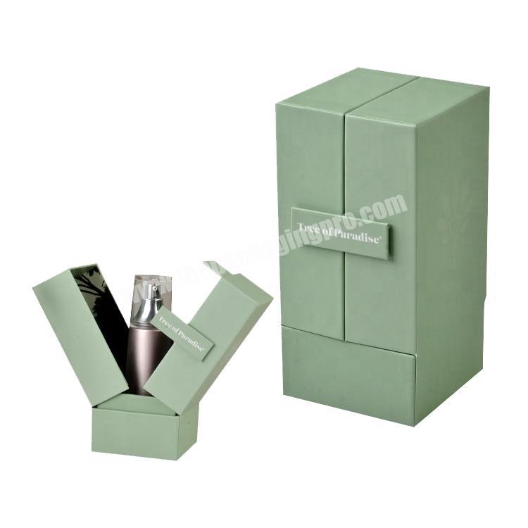 OEM Custom LOGO Green Double Door Open Perfume Cardboard Gift Box