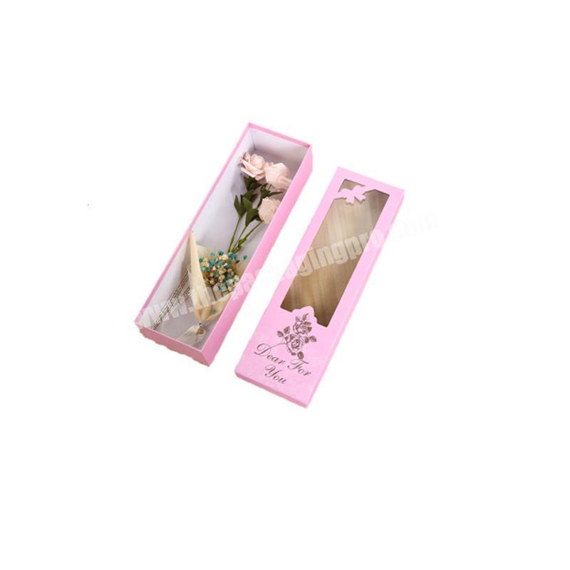 OEM Custom long box with pvc window paper packaging for flower packaging