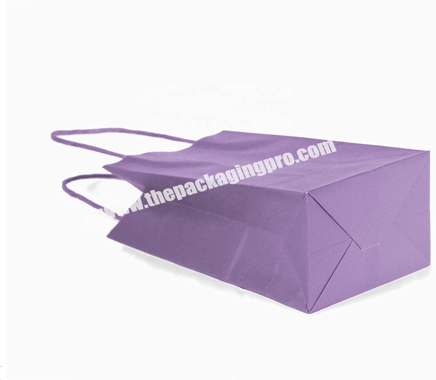 OEM Custom Luxury Gift Craft Logo Paperbag Shopping purple Kraft Paper Bag With Handle Manufacturer