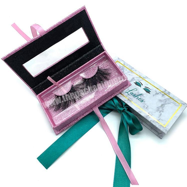 OEM custom paper magnetic closure eyelash packaging box with clear window