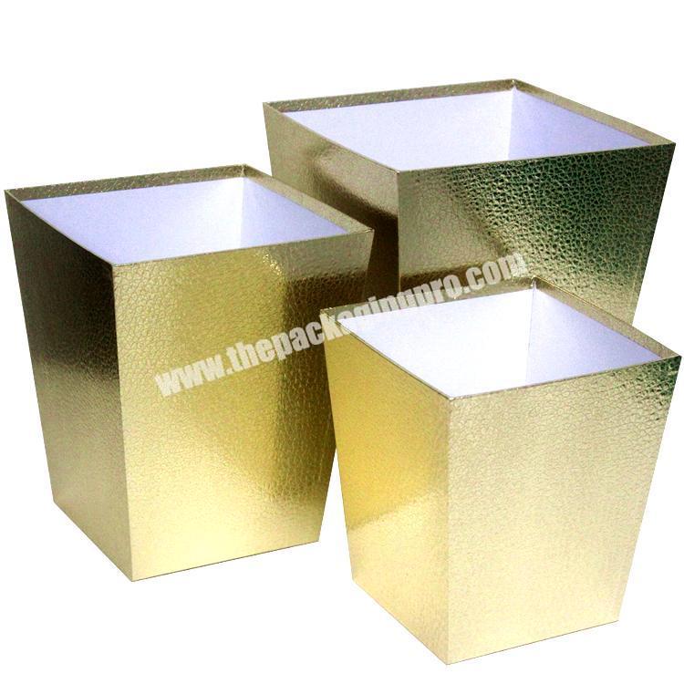 OEM Custom Storage Box Waste Paper Bin Conventional Luxury Storage Box Gold Texture Paper Gift Box No Lid