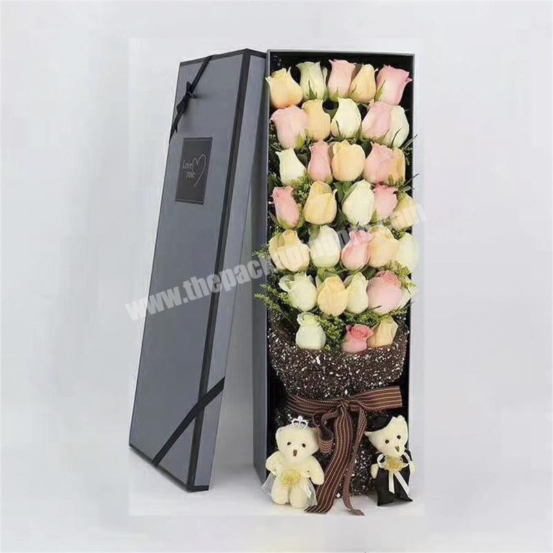 OEM Customized Flower Box Packaging With Ribbon Handle