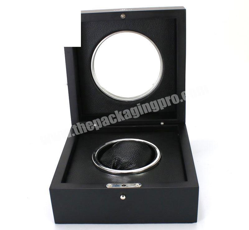 OEM customized logo black acrylic luxury watch box Top grade leather packaging watch box with pillow and window