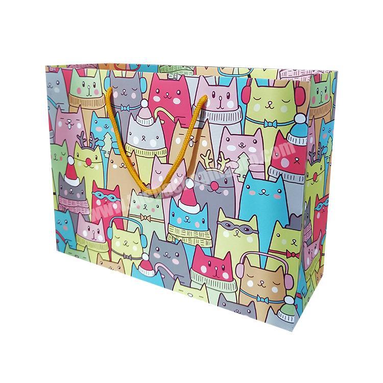 Oem Cute And Fancy Cartoon Image Vivid Colors Ivory Card Printing Candy Package Christmas Gift Bag