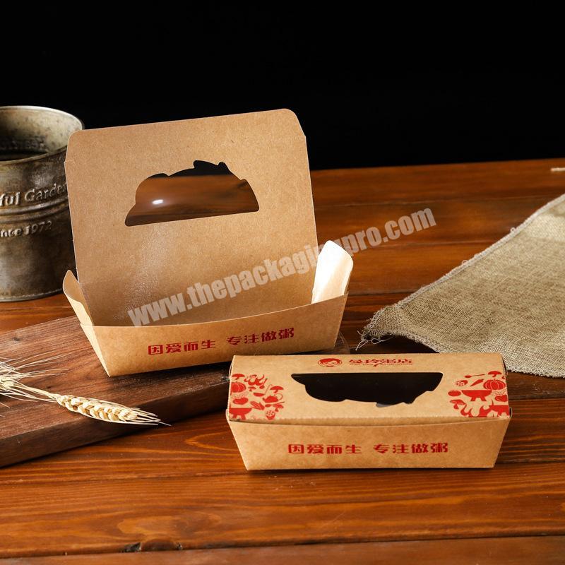 OEM factory chicken and chips fast food take away kraft paper box with window in Guangzhou