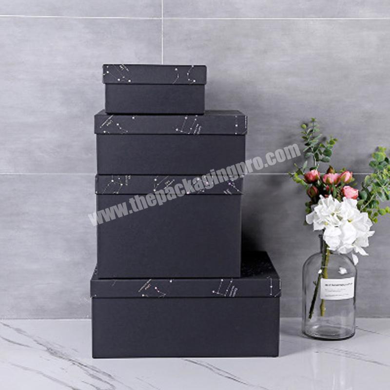 OEM Factory Different size storage cardboard paper box for black color paper packaging