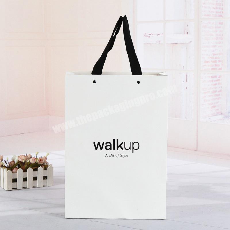 OEM Factory Paper shopping bag paper bag printer custom design white colour brand bag  for clothing factory
