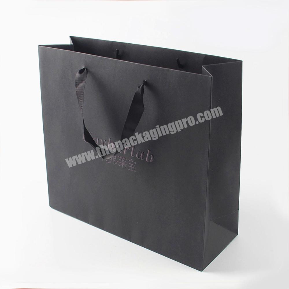 OEM Factory Strong black shopping paper bag paper recyclable carrier paper bags