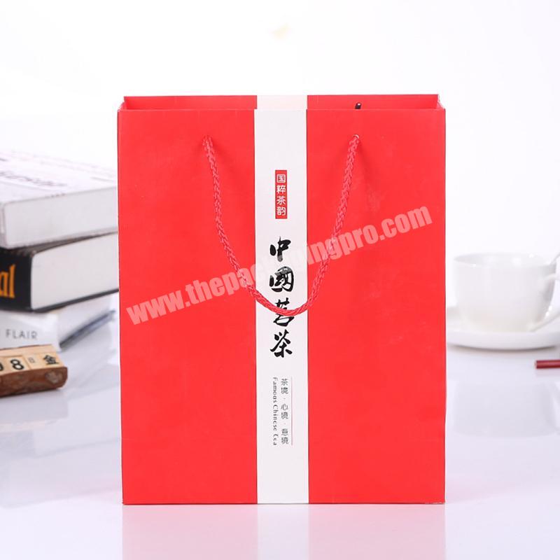 OEM Factory tea bag packaging glossy red bags printing online paper bag shopping