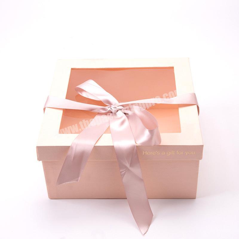 OEM High-End Recyclable Wholesale Black gift box with PVC window packaging for jewelry gift