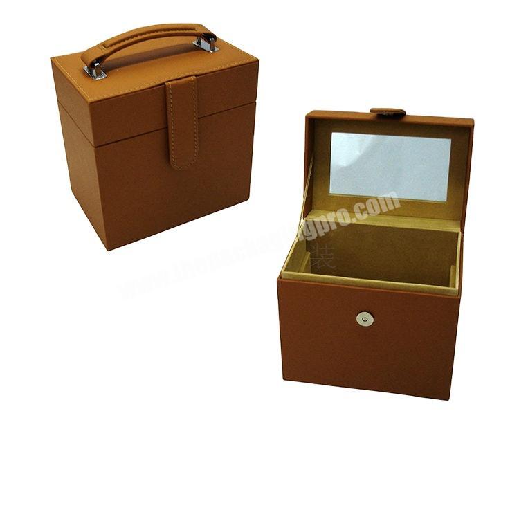 oem jewelry packaging  box;brown PU leather Jewelry Organizer gift Box for Jewelry storage Case