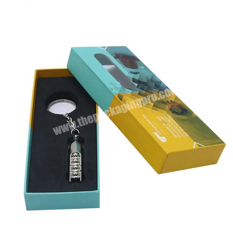 OEM Logo Print 2mm thickness 2 pieces rigid cardboard Gift Box for keychain packaging