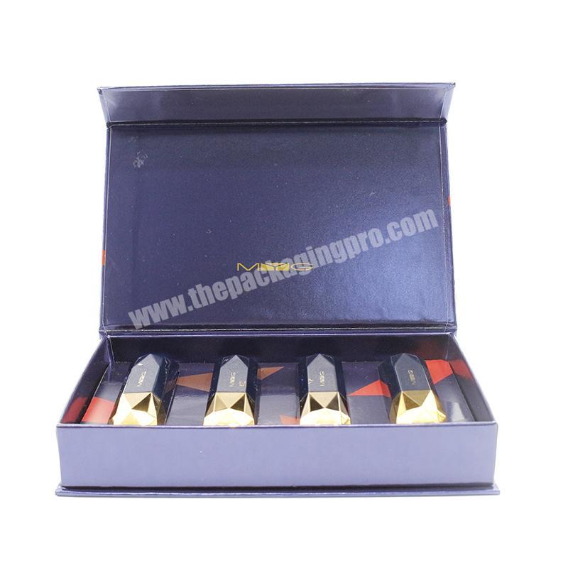 OEM luxury rigid gift box with magnet closure magnetic cardboard box packaging with lip gloss tubes packaging