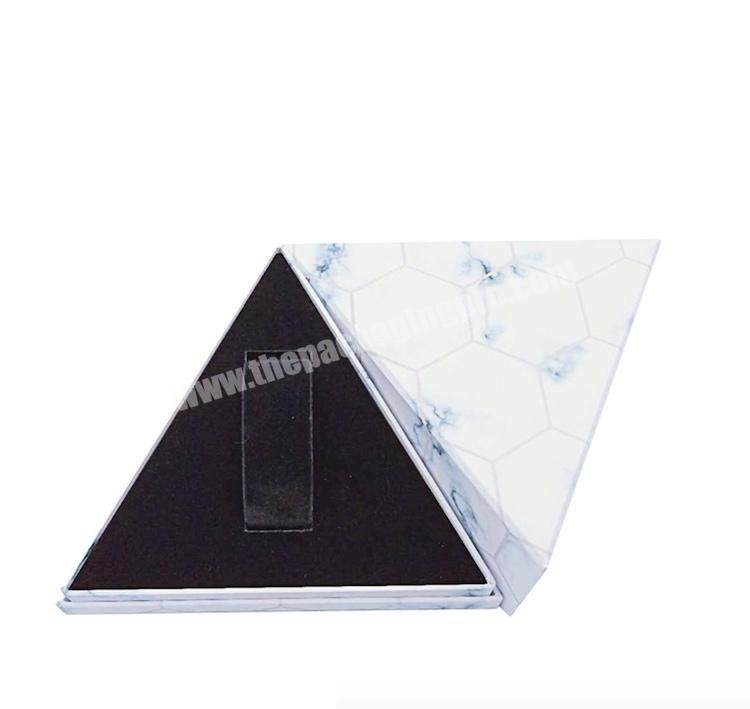 OEM Luxury Watch Packaging Suppliers Marble Pattern Nested Gift Boxes Cardboard Sliding Cardboard Triangle Box