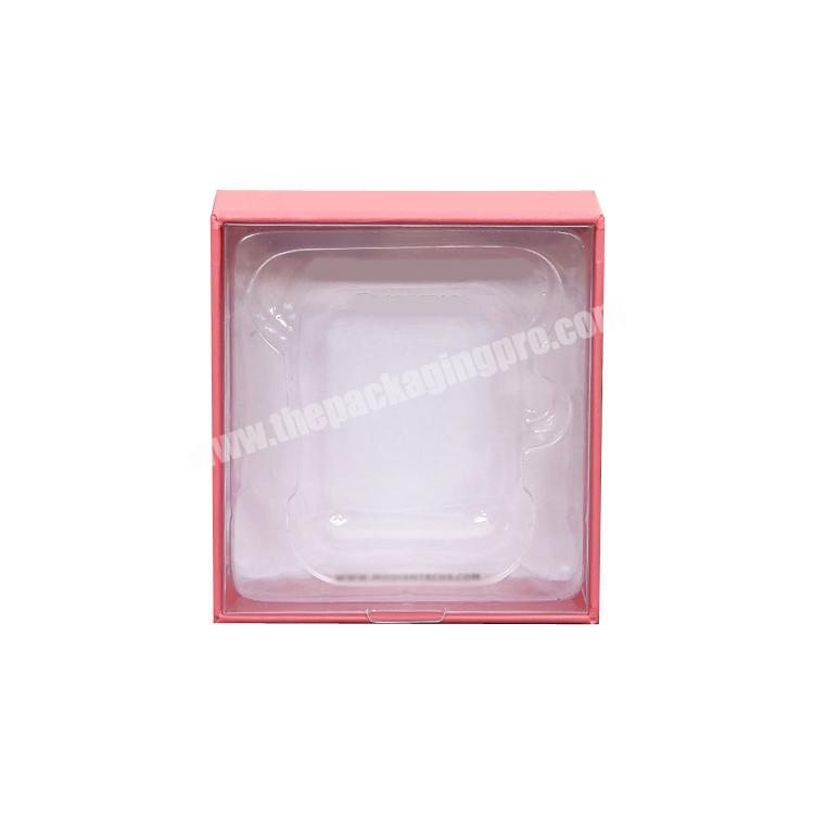 OEM made paper hard board gift packaging box with transparent lid and insert mould