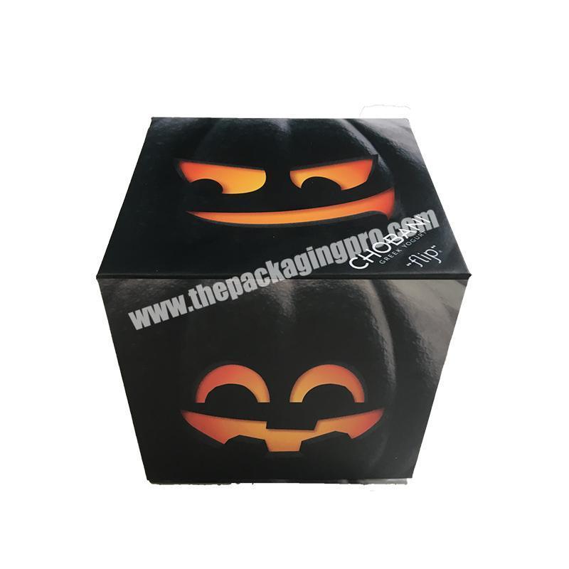 OEM Printing Black Magnetic Foldable  Paper Box For Halloween Gift Present