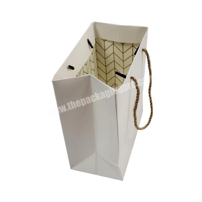 OEM Production Customized Logo Fancy Coated Paper White Paper GiftBag With Ribbon Handle