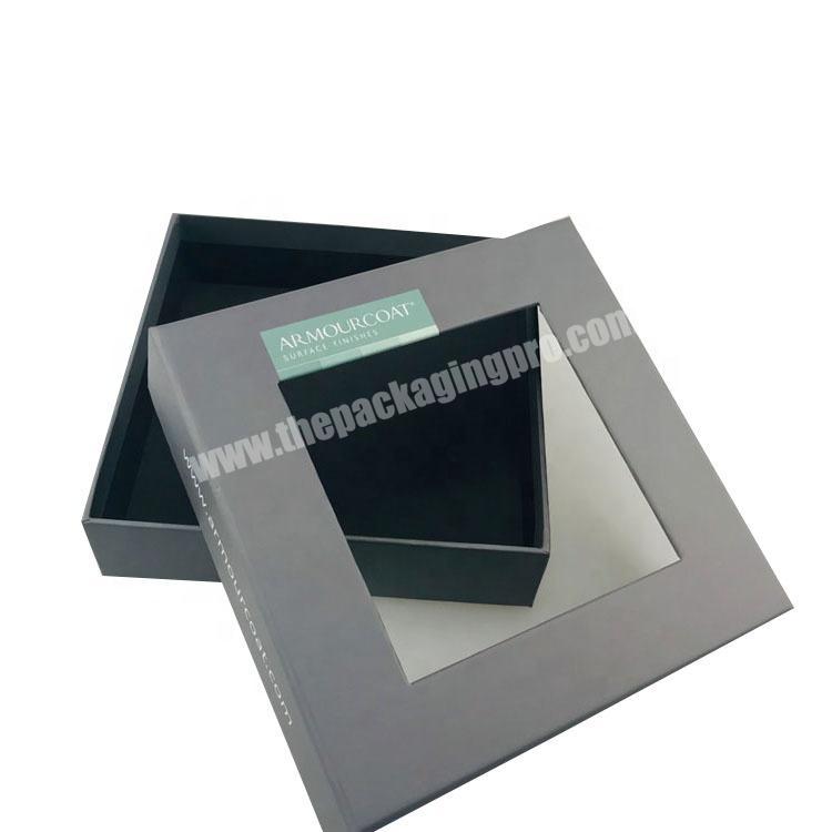 OEM rectangle lid and tray cardboard window box with logo rigid box with window