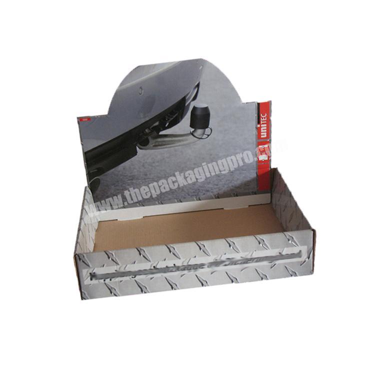 OEM shipping paperboard corrugated box logo printed flat packed display shelf cardboard counter display box