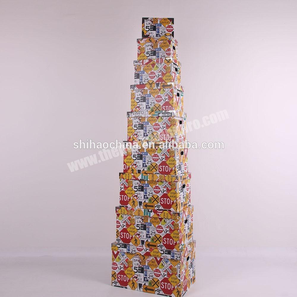 oem tower shaped large storage boxes file packaging paper box with hole