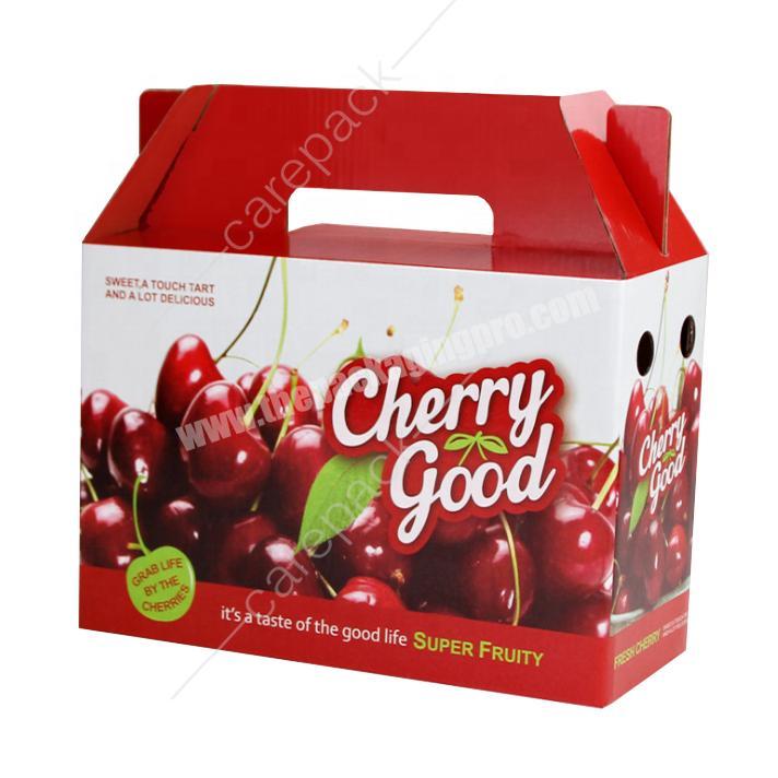 Offset Printing Clear Egg Fruit Delivery Paper Packaging Box Vegetable Carton Shipping Box Custom Logo With Handle