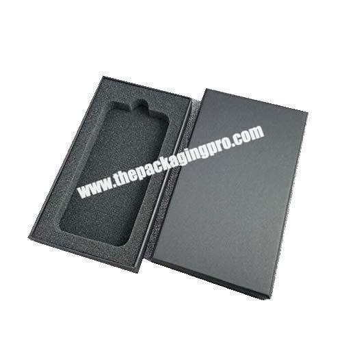 On sales black sponge cell phone boxes cardboard lid-base packaging boxes for cell phone