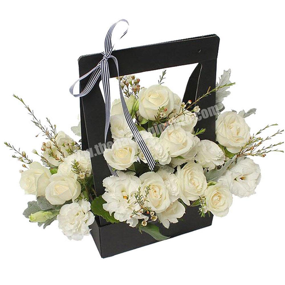 Open window white pink black flower bouquet boxes with custom logo printed