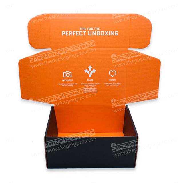 Orange color black skin paper corrugated package box