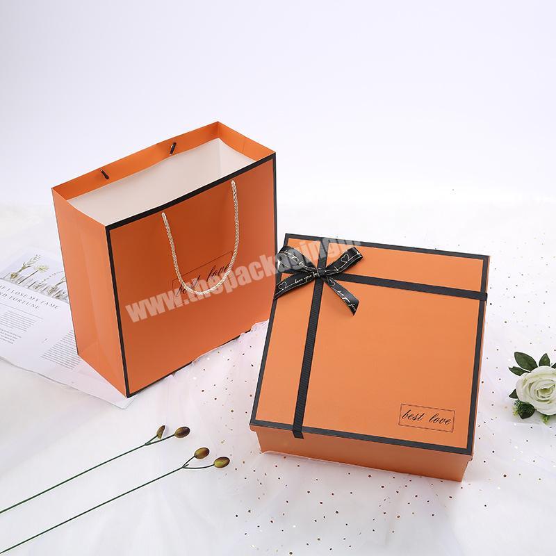 Orange Gift Box Ribbon Paper Box Bag