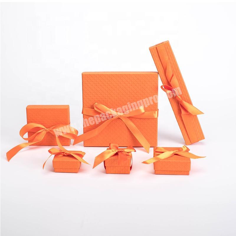 Orange  Rectangle Shape Gift Packaging Paper Jewelry Box