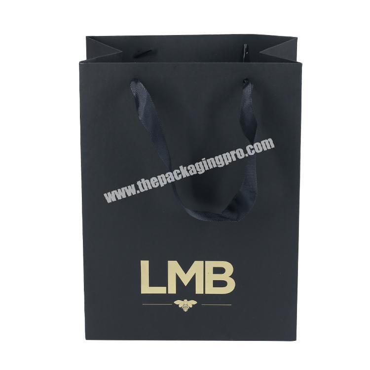 Ouhai Cheap Custom Design Black Luxury Ribbon Handles Gift Shopping Custom Printed Paper Bags With Your Own Logo
